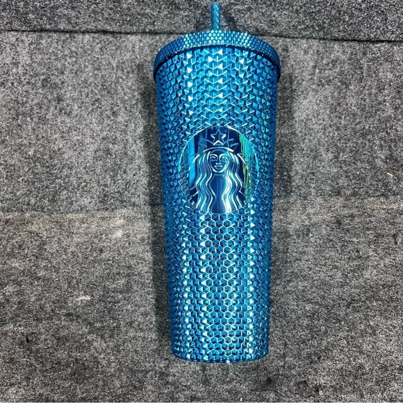 Starbucks Summer 2023 Blue Chrome Studded 24oz Venti Cold Cup Tumbler - NWOT - Picture 5 of 14